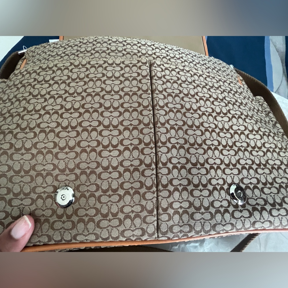 Coach NWT Khaki/Natural Signature Canvas & Leather Diaper/Messenger Bag (F77004) - Picture 11 of 15